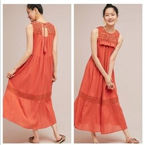 Maeve Abilene Orange Crochet Maxi Dress size Small